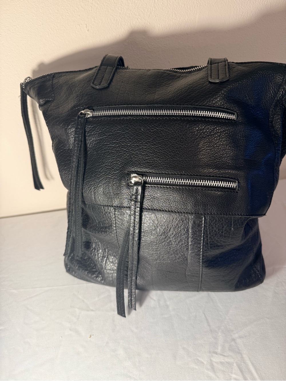 DAY & MOOD Large Black Leather Purse Bag Hobo Tote Anthropologie